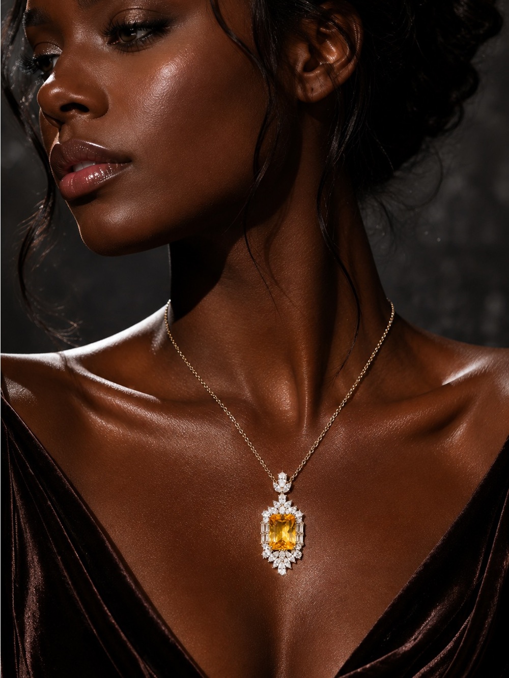 Golden Citrine-Style Crystal Pendant Necklace - Picture 3 of 11